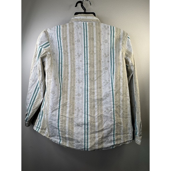 Cabela's Beige striped Geometrical Pattern Button Up Shirt Size XL Long Sleeved - Picture 3 of 4
